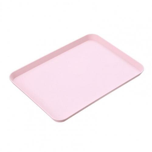 Plato de fruta portátil, bandeja de exhibición de postre, conveniente, saludable, de plástico, forma rectangular, para el hogar: Pink S