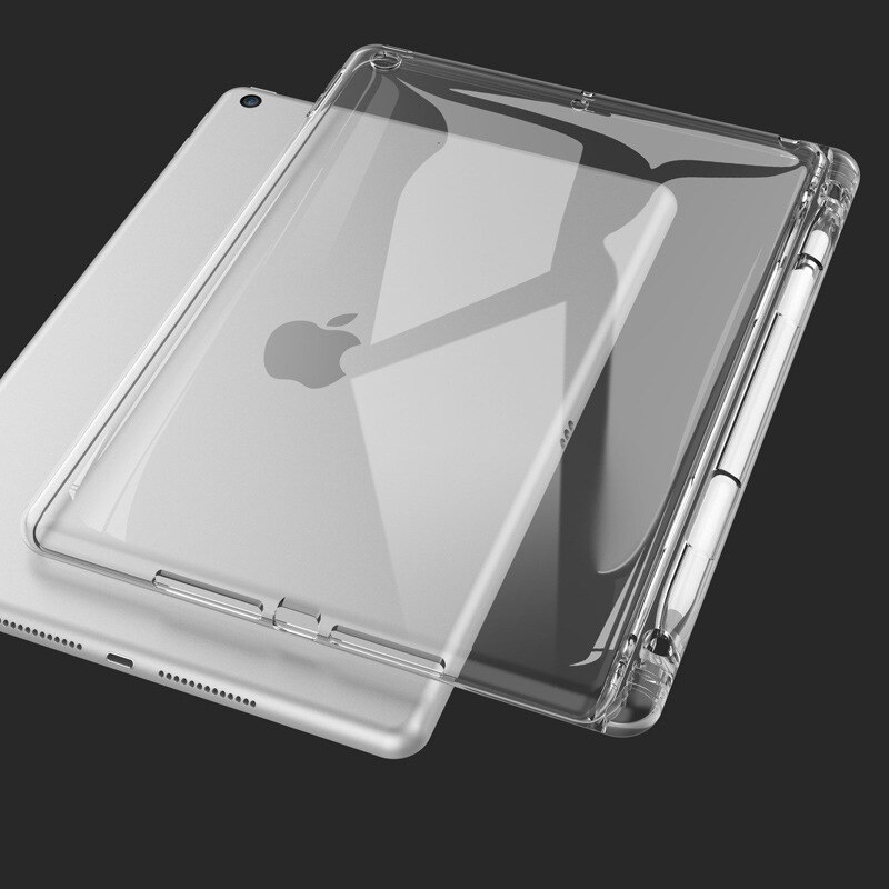 Couvercle Transparent Pour iPad 10.2 7 8 Mini 2 3 4 5 9.7 Pro 10.5 11 2 3 4 Avec Porte-Crayon TPU Arrière En Silicone Étui Pour Tablette