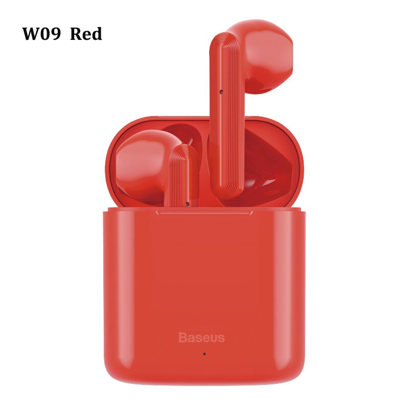 Baseus W04 W09 TWS Bluetooth Earphone 5.0 Headphone Mini Earbuds With Charging Box Stereo Sports True Wireless Headset For Phone: W09 Red