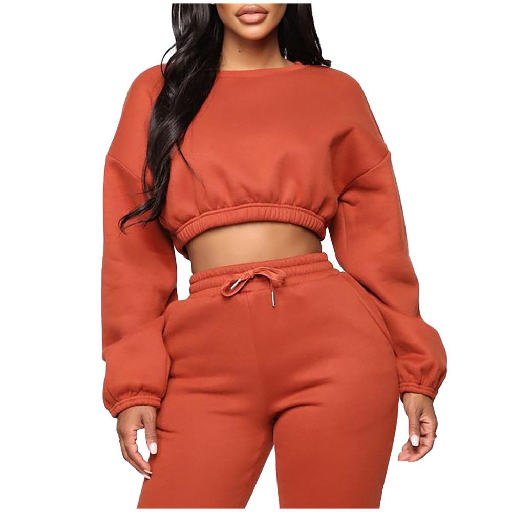 Jogging Suits For Women Casual Solid Color Sweatershirt Trousers Sweatershirt Sports Suit Survetement Femme Ensemble 2 Pieces: B / L