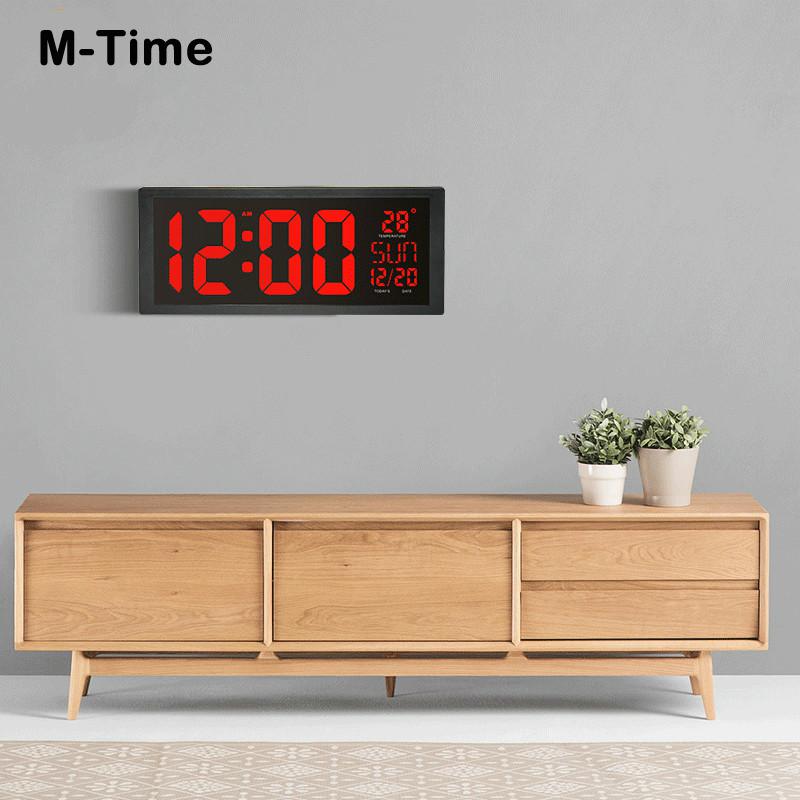 Large Number LED Wall Clock Display Electronic Thermometer Week Decorate Time Memory Clock Digital Clock Home Wall Clocks