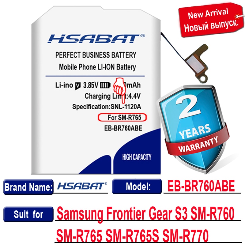 Hsabat 1350Mah EB-BR760ABE Batterij Voor Samsung Gear 3 Frontier Gear S3 Klassieke SM-R760 SM-R765 SM-R765S SM-R770 Classic