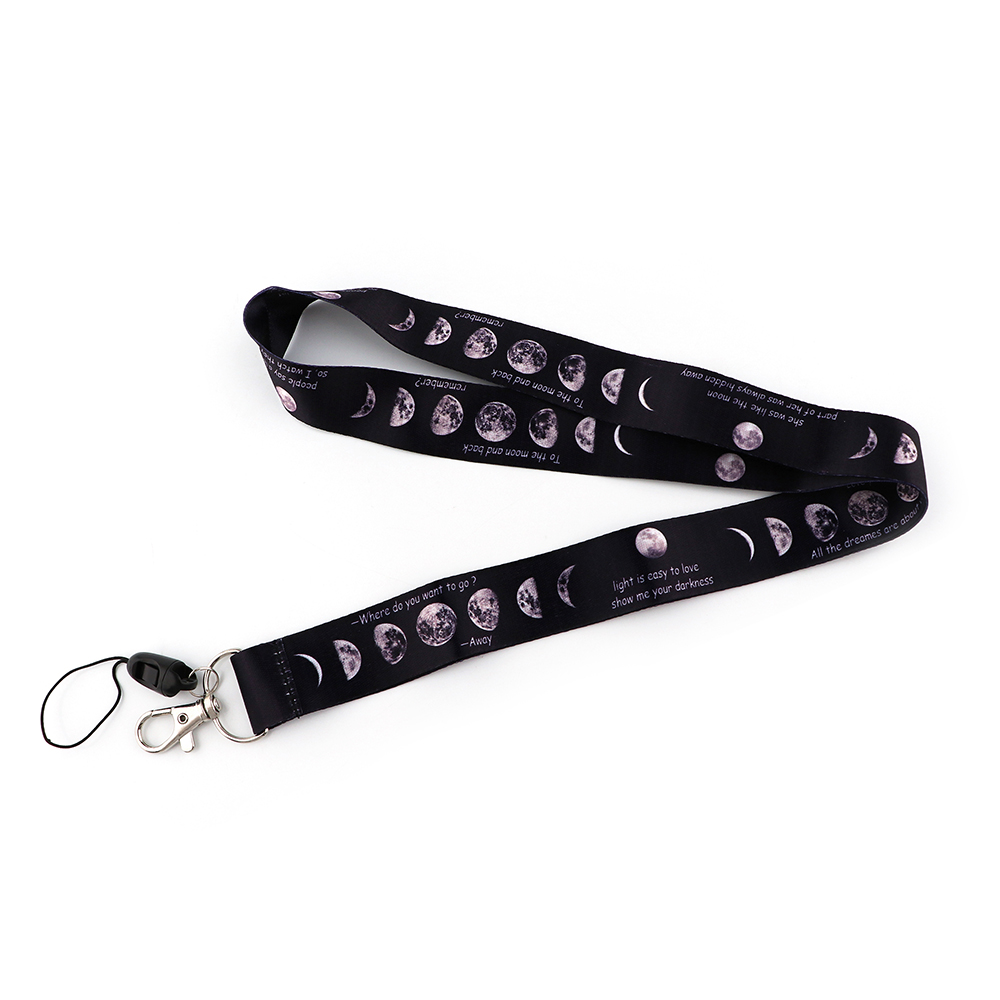 JF0289 Moon Black Lanyard Badges ID Lanyards Cell Phone Rope Key Lanyard Neck Straps Office Accessories: 1