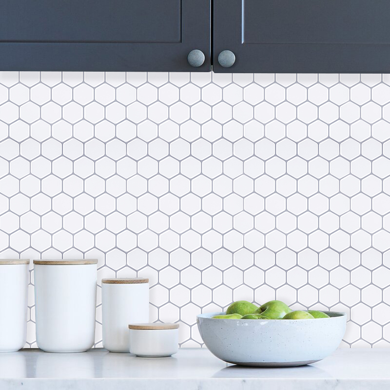 Casca e vara toalete backsplash impermeável e à prova de óleo decorações para casa fácil de instalar papel de parede telhas hexagonais