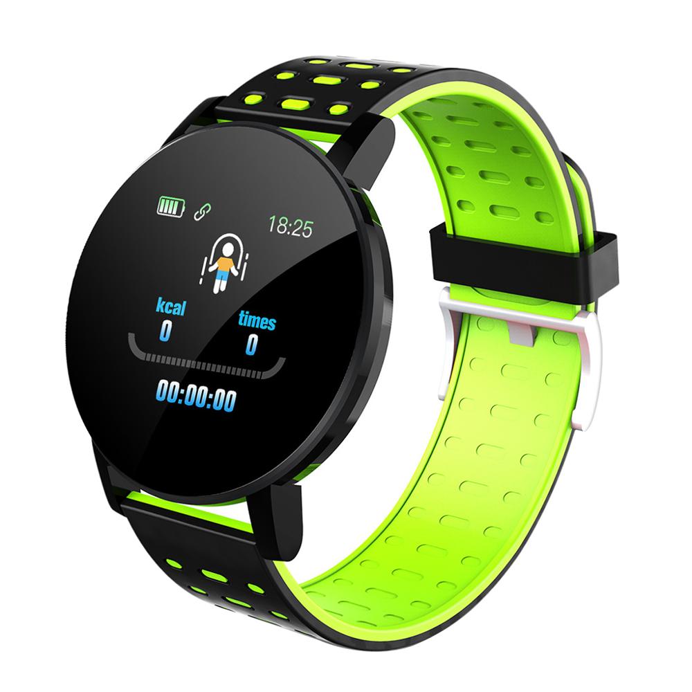 Fitness tracker skridttæller 119 plus smart ur armbånd  ip67 bluetooth søvn puls blodtryksovervågning armbåndsur: Grøn