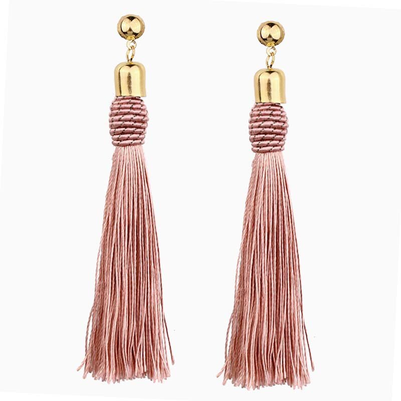 Bohemian Lange Tassel Dangle Oorbellen Voor Vrouwen Rood Zwart Zijde Verklaring Oorbel Etnische Mode-sieraden: EA086-06
