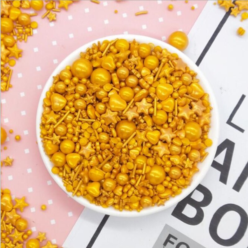 10g Kleine Gold Herz Perlen Essbare Perle Fondant Kuchen DIY kuchen Backen Schokolade Dekoration Zucker Süßigkeiten Fimo Tonne