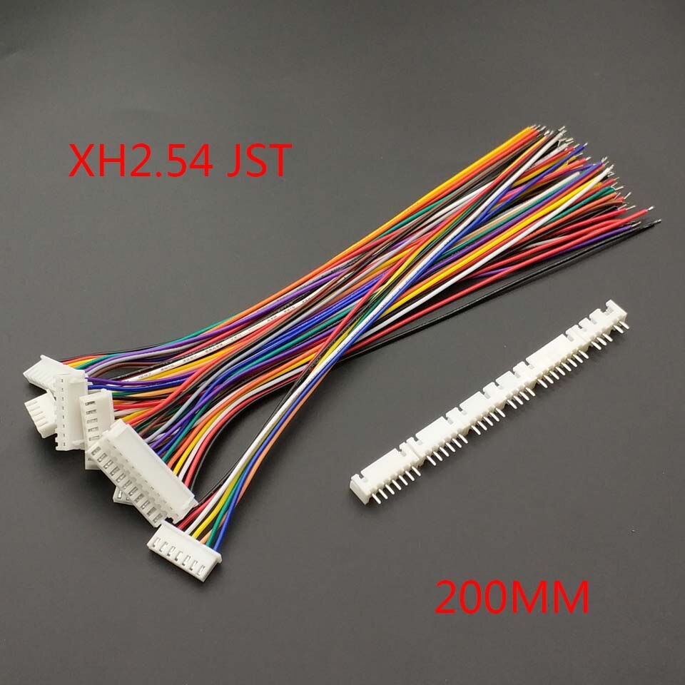 10 PCS XH 2.54 JST Connector Plug Wire Cable 20cm Long 26AWG 2/3/4/5/6/7/8/9/10/11/12P + XH 2.54 Connector plug Male connector