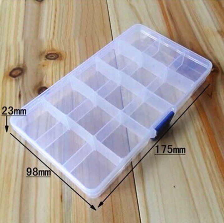1 PC Multifunctional Fishing Tackle Box 15 Slots Adjustable Plastic Fishing Lure Hook Tackle Box Storage Case Fishing Tools #j2: Default Title