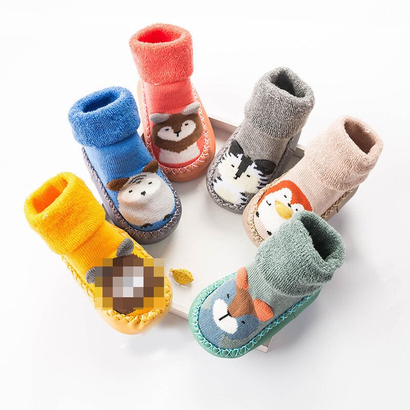 Baby Antislip Vloer Sokken Meisje Jongen Peuter Schoenen Katoen Breien Zachte Zolen Babysokjes Leren Lopen Dikke laarzen Sok
