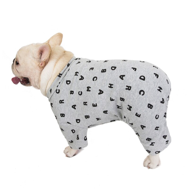Katoen Hond Pyjama Jumpsuit Pug Franse Bulldog Kleding Schnauzer Kleding Pet Outfit Algehele Poedel Bichon Hond Pyjama Pijama: Grijs / M