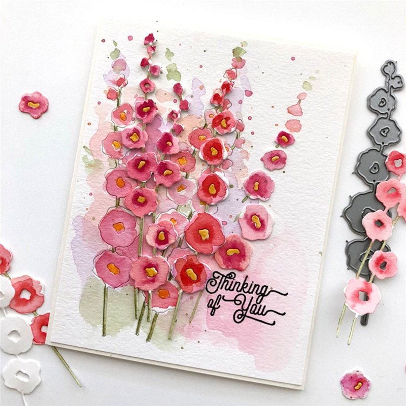 Hollyhocks Die Set Flower Metal Cutting Dies for Card Making Scrapbooking DIY Album Paper Craft Die Cut
