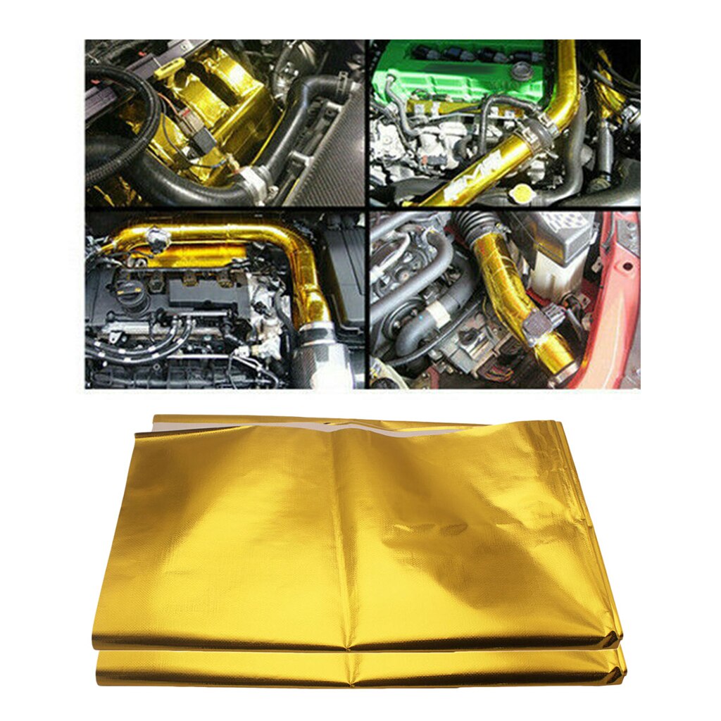 2pcs Reflect Gold Engine / Intake Heat Barrier Mat 39 "x47 " Sheet Heat Wrap