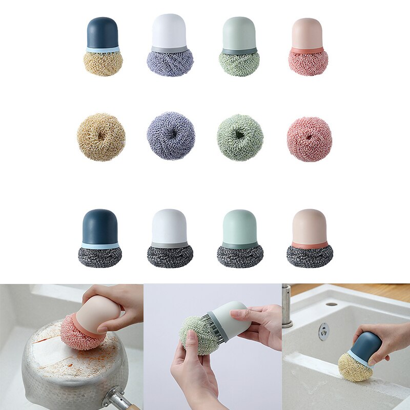 Cepillo de alambre de fibra ABS reemplazable para limpieza de cocina, estropajo de lana de acero, estropajo colorido de acero inoxidable