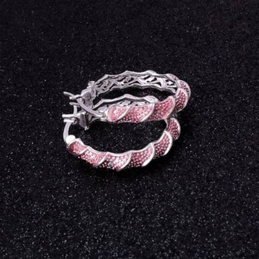 Koperen Twisted Grote Oorringen Verharde Zirkoon Strass Cirkel Ronde Oorbellen Vrouwen Loop Oorbellen Partij sieraden 2.7cm