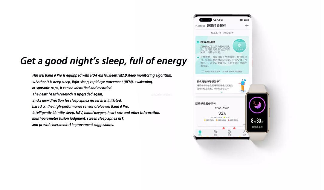 Huawei – bracelet connecté sportif Band 6 Pro, écran entièrement tactile, NFC, moniteur de fréquence cardiaque, de sommeil et de température corporelle, étanche, , 90%