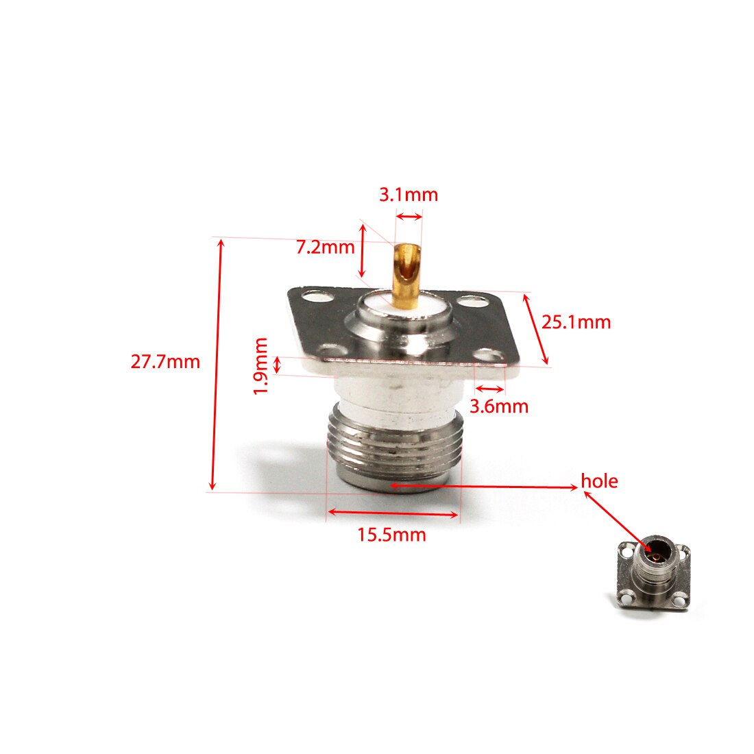 1Pc N Vrouwelijke Jack Rf Coax Converter Connector Met Soldeer Beker 4-Hole Panel Mount Chassis Vernikkeld