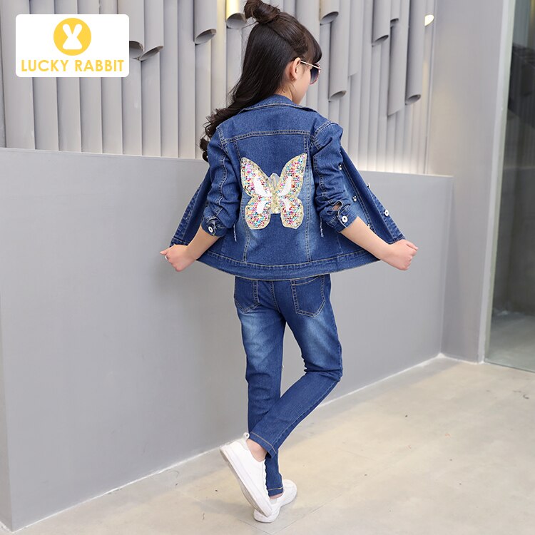 5-16Years Meisjes Roze Geborduurde Denim Overalls Denim Jumpsuits & Rompers Grote Meisjes Broek-M