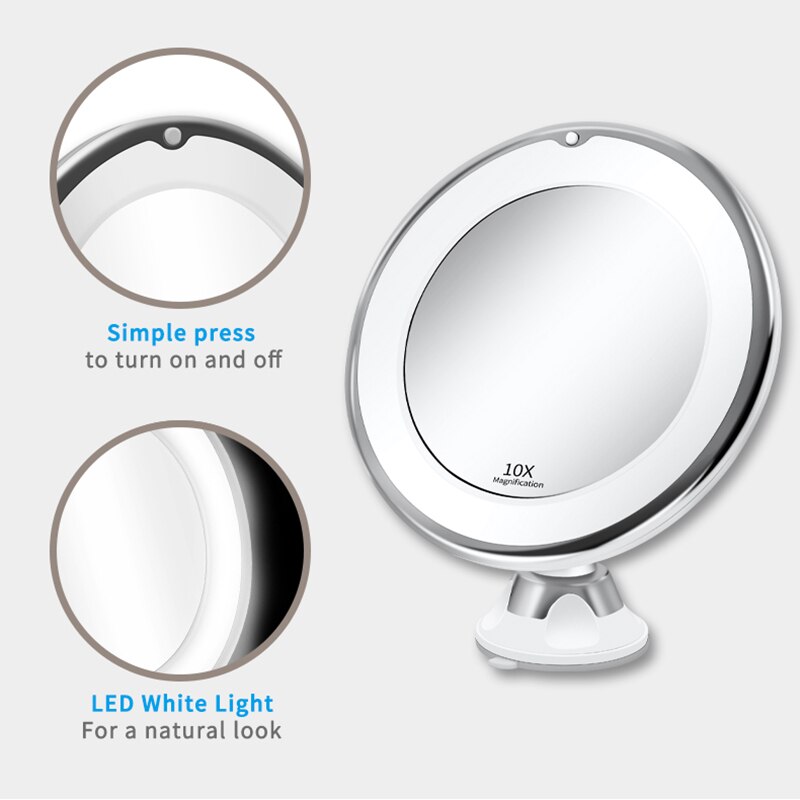 Säädettävä led-peili meikkipeili led-valolla meikkipeilit pyörivä kosmetiikkapeili 10x suurentavaa peiliä valo  xa83t