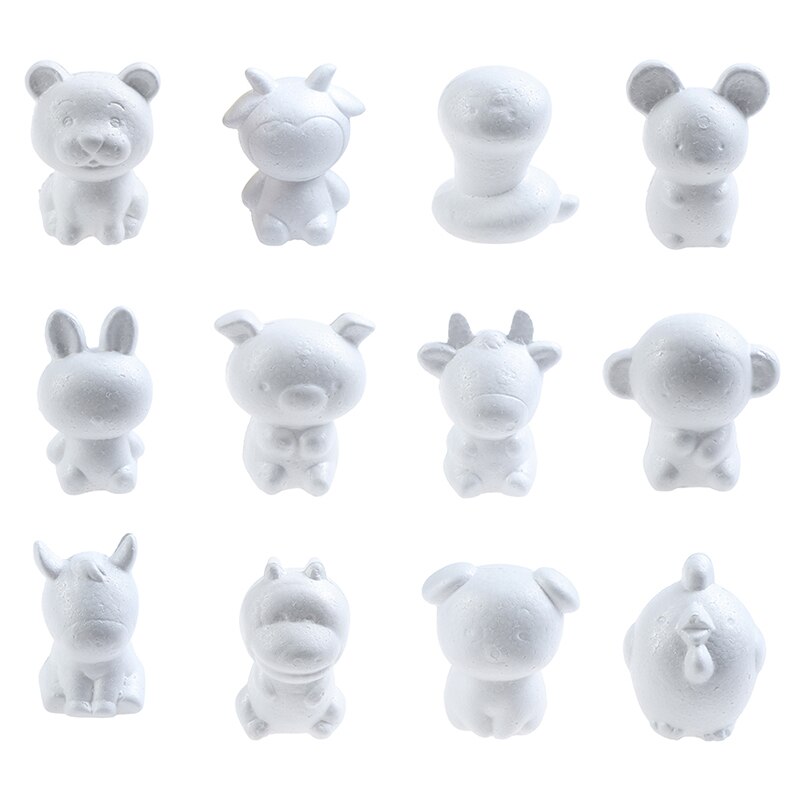 12cm Zodiac Signs Rat Kids Craft Toys Foam Animals Modeling Polystyrene Styrofoam Doll DIY Modeling Polystyrene Styrofoam