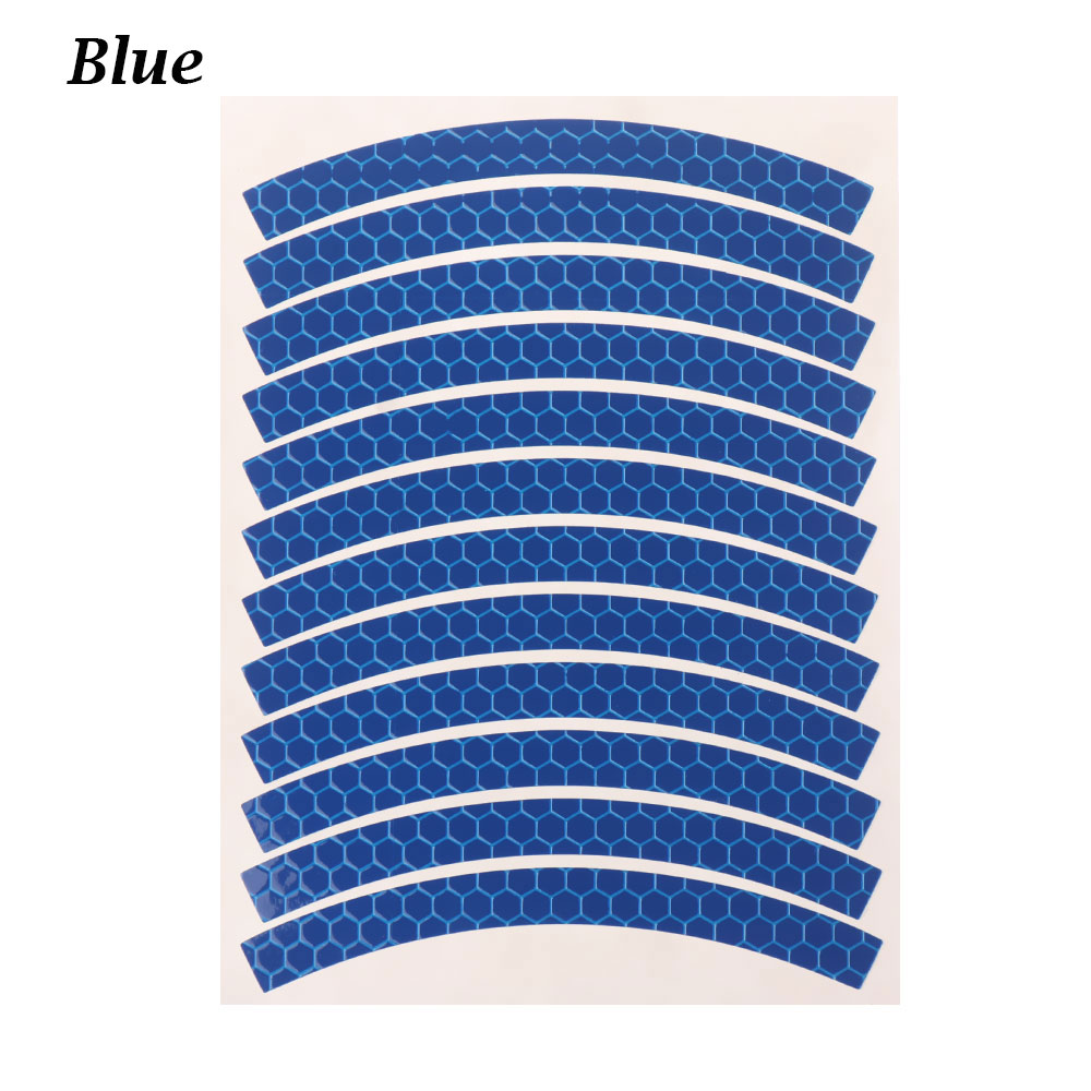 12pcs/sheet Bike Reflective Stickers Wheel Decals Reflective Tape Safety Strips Bicycle Wheel Stickers For Children Balance Bike: Blue