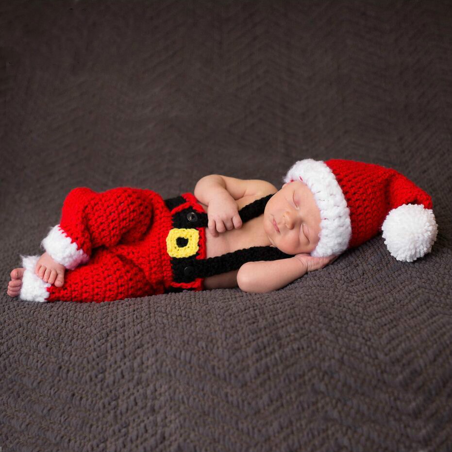 Kinderen Fotografische Kostuums Cosplay Kerstman Gebreide Hoed Kleding Kerst Thema Kostuums Rood Garen Kerst Kleding