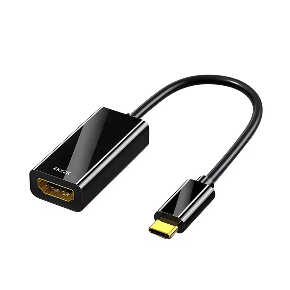 Adaptateur USB Type-C vers HDMI, 4K, USB 3.1, mâle vers HDTV, femelle, câble convertisseur pour ordinateur portable, tablette, TV, MacPle: Black