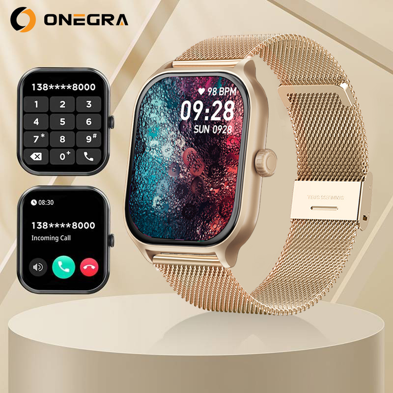 Smart Watch para homens e mulheres, mostrador personalizado, relógios de aço, rastreador de fitness esportivo, frequência cardíaca, smartwatch para Android e iOS, novo: Azul