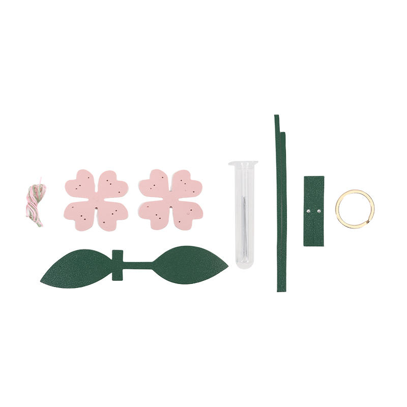 Elegante lederen accessoire handgemaakte lederen bloemen Ringen met de hand versierd Hangeraccessoire voor gebruik Gewone sleutelgereedschap: Black