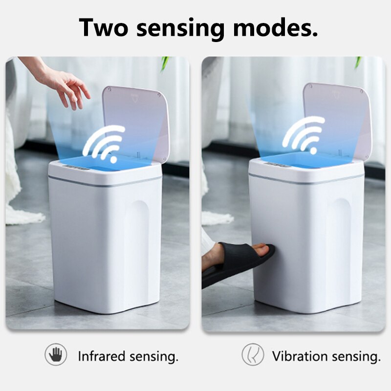 16L Smart Sensor Trash Can Trash Can With LED lighting and USB Charging Touchless Intelligent Household Automatic Garbage Bin