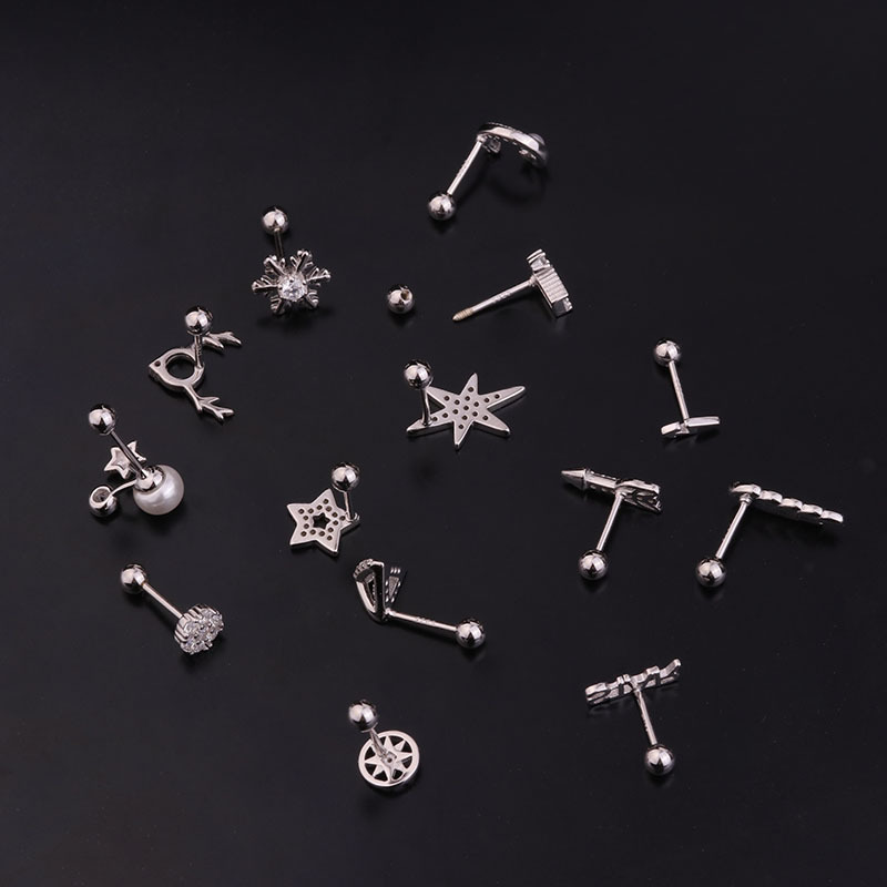 Pendiente de plata esterlina 925 para mujer, Piercing de circonia cúbica para el cartílago, hélice Rook, joyería de , 1 unidad