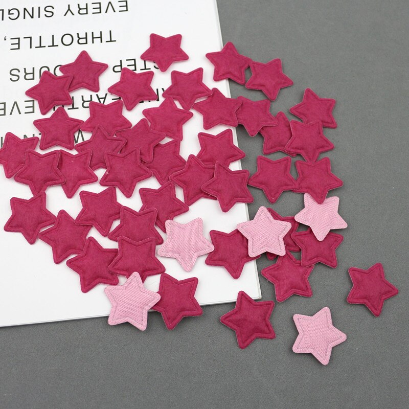 30 stuks 2.5cm stervormige vilten lapjes applicatie voor knutselen/kleding/haarspeld diy scrapbooking doos decoratie accessoires: Rozenrood