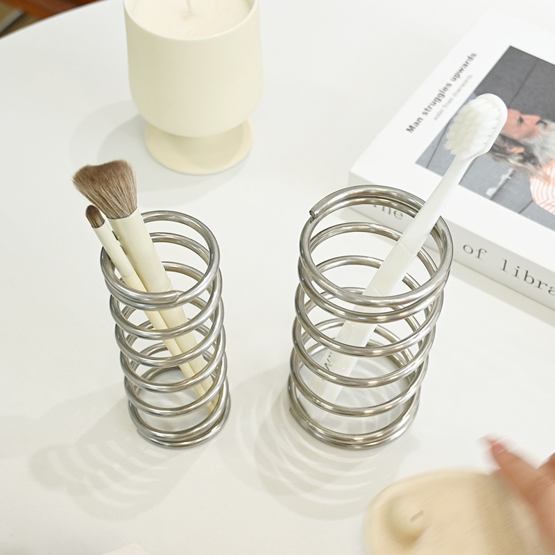 Stainless Steel Toothbrush Holder Metal Bathroom Accessories Tool for Toothpaste Makeup Brush Storage Rack Home Decoration