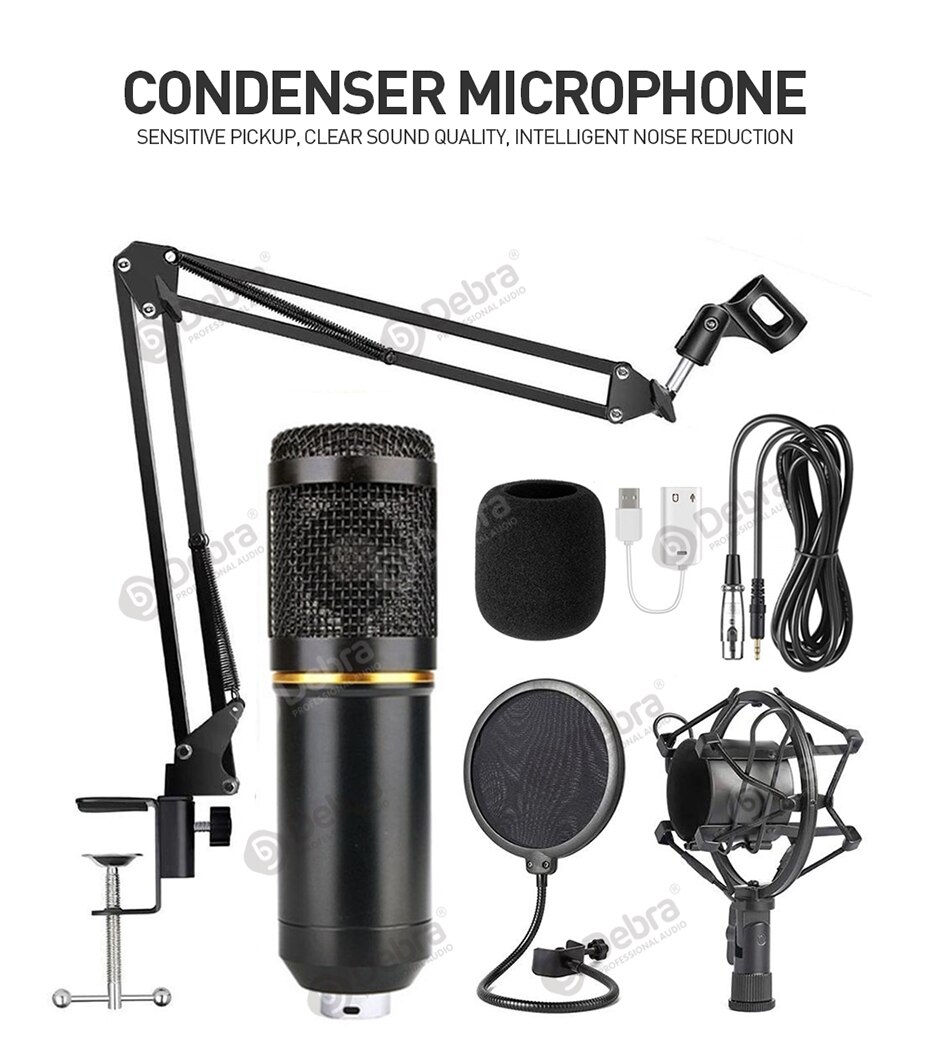 BM-800 studio condenser recording microphone, connected to computer,smart phone, for broadcast recording, live broadcast, etc.