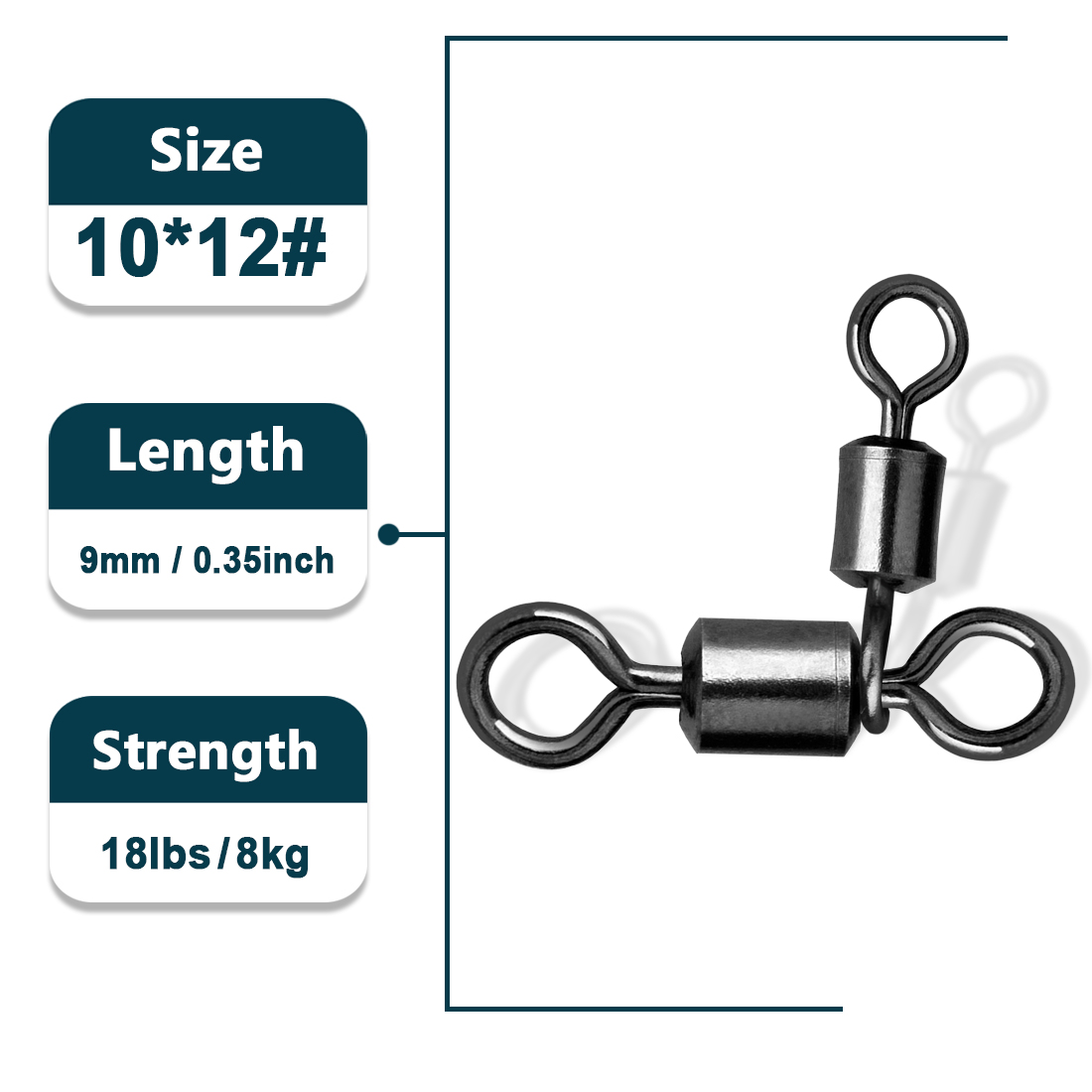 3 Way Swivels Fishing Crossline Swivel Saltwater 25~100Pcs Fishing Lures Ring Chain Connector Freshwater Trolling Catfish Rig: 12 / Yellow