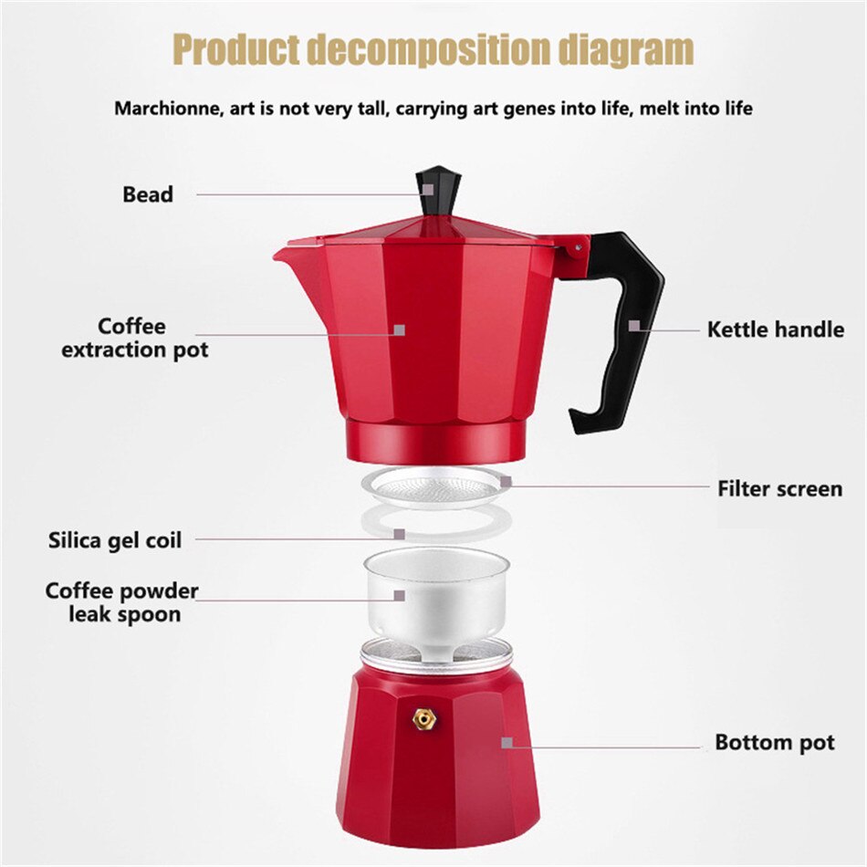 Ttlife aluminium mokka kaffekanne italiensk kaffetrakter bærbar kaffekoker kjøkken kaffekanner