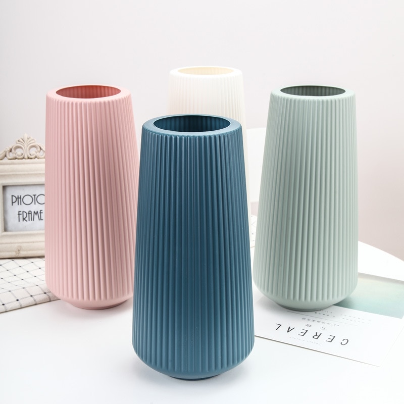 Vase en plastique grand Vase minimaliste décoration maison Imitation glaçure fleur fille panier Vases mariage plantes hydroponiques créatifs