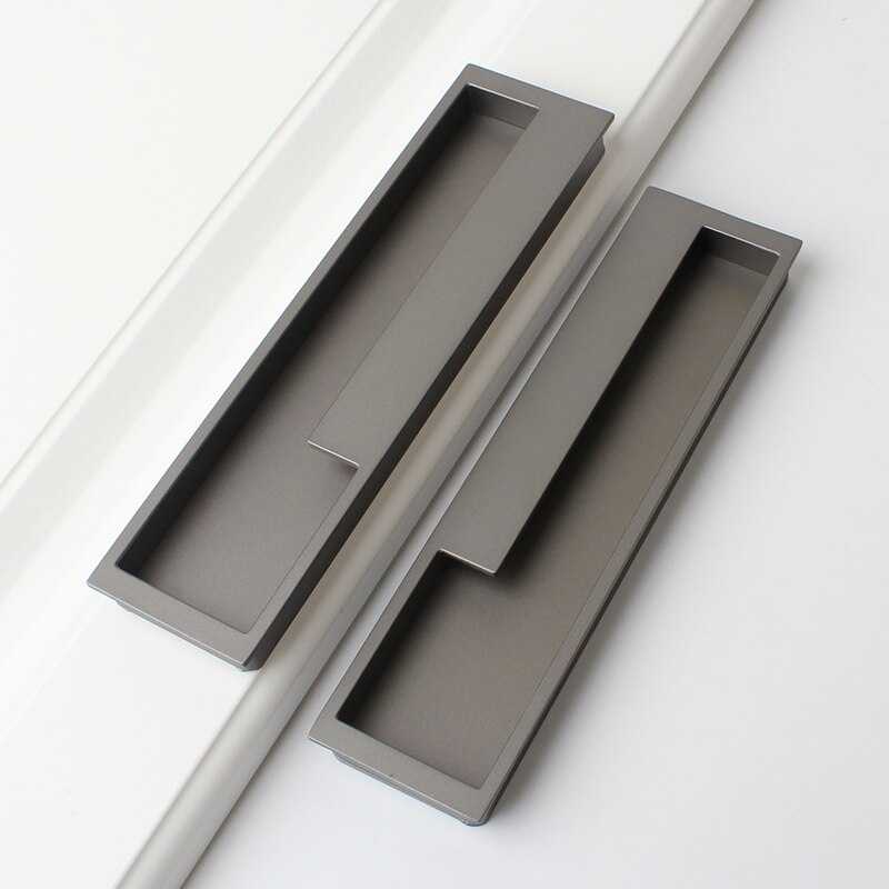 15.75" Black/Gray/Embedded Stealth Door Handle Slotted Drawer cupboard wardrobe hidden door handles sliding door pull
