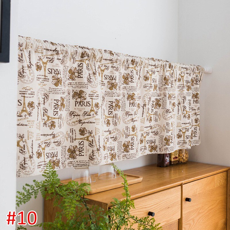 Hanging Short Curtain Floral Half-Curtain Plaid Window Drapes Polyester Half-Curtains for Kitchen Cafe Living Room Decoration: S10 Short Curtain