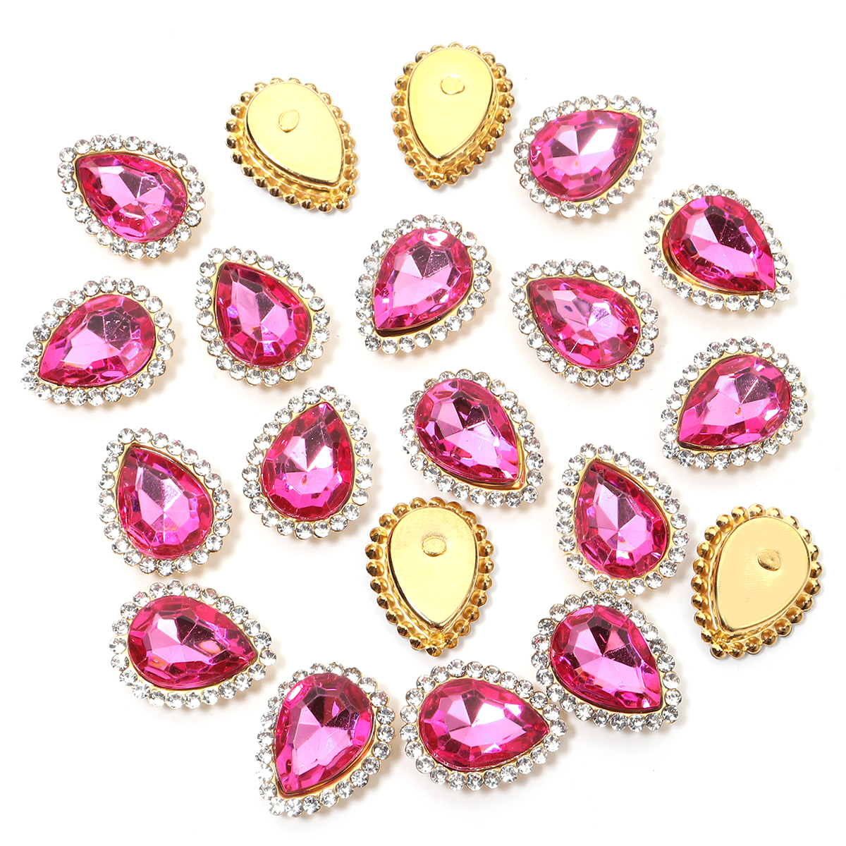 20 piezas forma de gota de agua de girasol, garra de costura, diamantes de imitación, cristales, cuentas de vidrio, botones, piedras para coser, diamantes de imitación para coser ropa: Gris