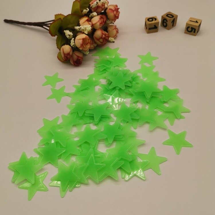 1 Bag Children Glow In Dark Toys 3cm Luminous Star Bedroom Wall Stickers Fluorescent Toy PVC Stickers for Kids Room Decor: green
