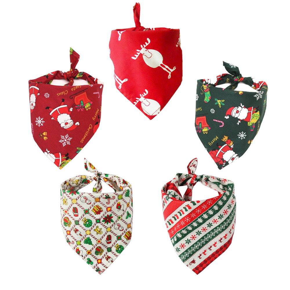1PC Pet Bibs Saliva Towel Christmas Costume Decor Hats For Cat Dog Christmas Pet Bandana Santa Pattern Triangle Scarf QA 232