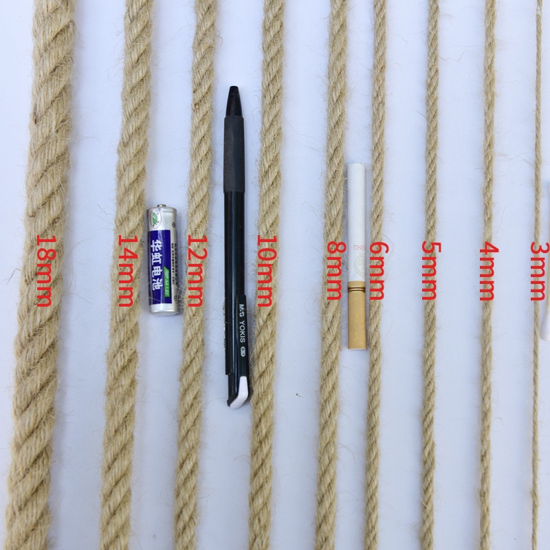 1 rollo de cuerda de cáñamo yute Natural de 25/50/100/200m, decoración del hogar, estilo Retro, cuerda decorativa para manualidades DIY, cuerda decorativa de 1-14mm de diámetro hecha a mano