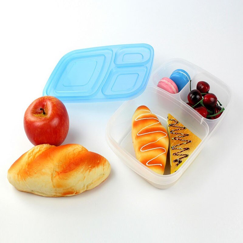 Draagbare Magnetron Bento Lekvrije Lunch Box Met Deksel 3 Compartimenten Voedsel Container Picknick School Opbergdozen Voor Kids volwassen