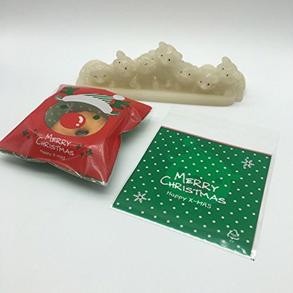 100pcs Candy bags Cute bag Pattern of Santa Claus Bag pouch for candy biscuit chocolate sweets Candy bar bag bags