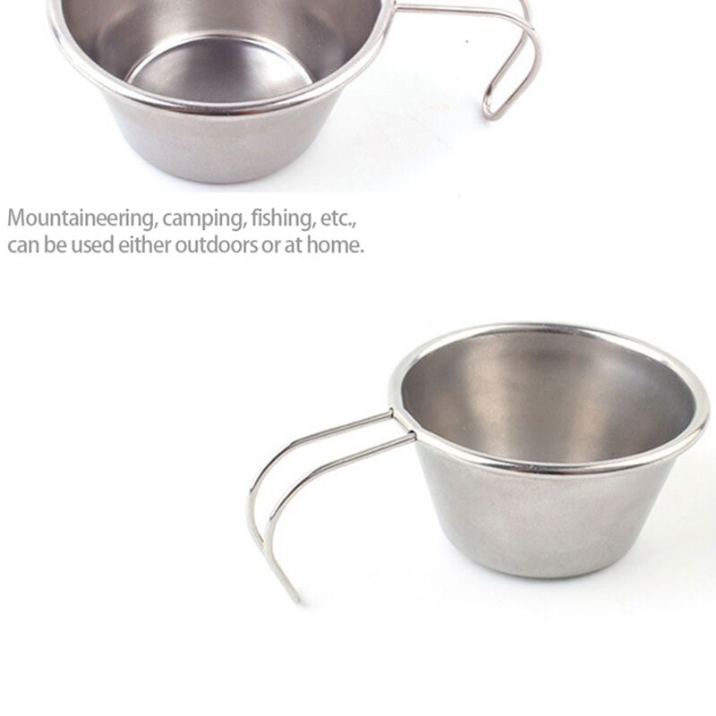 4 tazones de acero inoxidable Mini utensilios de cocina portátiles al aire libre Camping vajilla taza de café con asas Anti-escaldado pequeño tazón