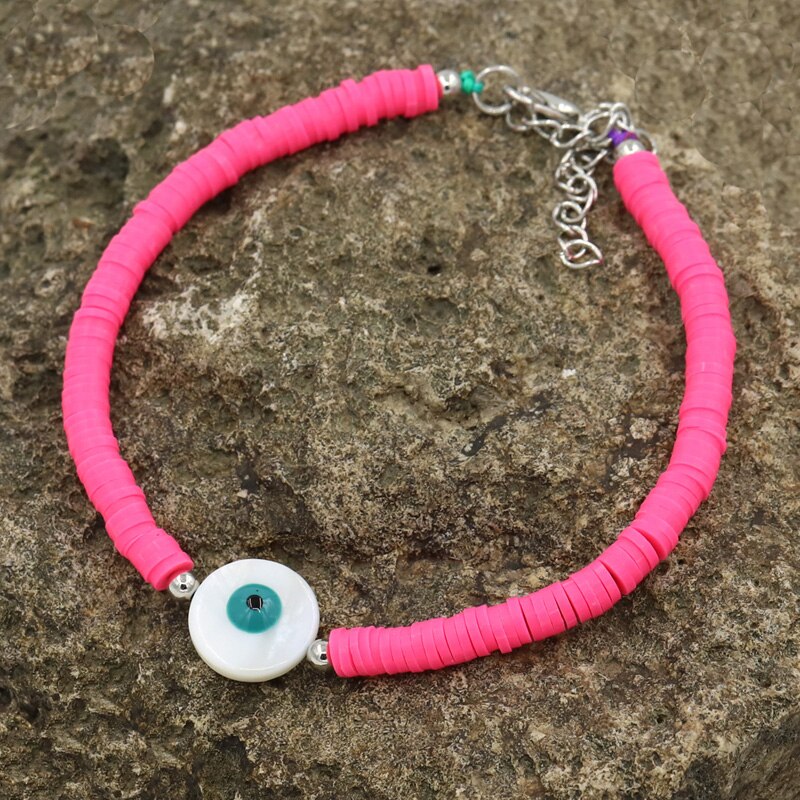 Enkelbandjes Voor Vrouwen Boho Sieraden Polymeer Klei Natuurlijke Shell Lucky Eye Verstelbare Enkelband Beach Accessoires Vrouwelijke: D1801 f