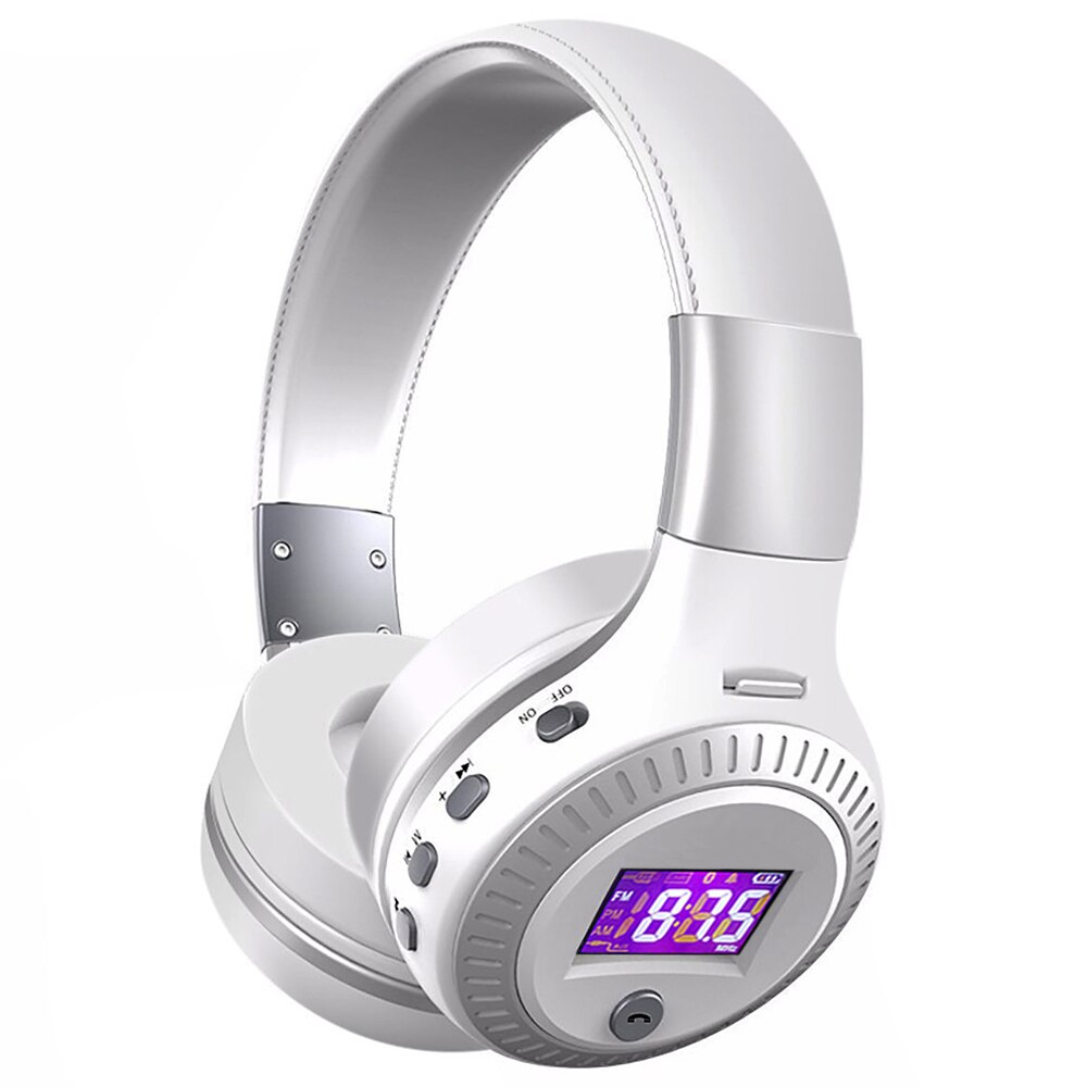 ZEALOT-auriculares inalámbricos B19 con Bluetooth, dispositivo de audio estéreo de graves, compatible con microSD, tarjeta AUX, micrófono de Radio: Blanco