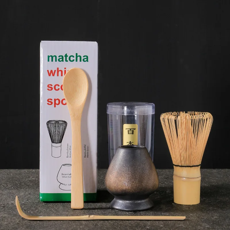 4Pcs Maccha Blender Pak Handgemaakte Bamboe Blender Theelepels Agitator Ondersteuning Japanse Matcha Blender Past Japanse Thee Set: YELLOW