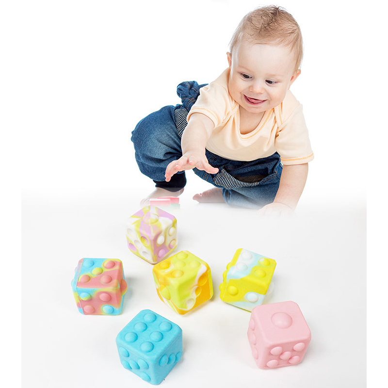 Vierkante Vorm Fidget Speelgoed Baby Siliconen Anti Stress Bal Popit Kleurrijke Push Pop Bubble Fidgets Kids Eenvoudige Kuiltje Zintuiglijke Speelgoed